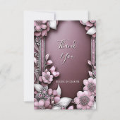 Rosa Blumenrahmen Danke Karte (Vorderseite)