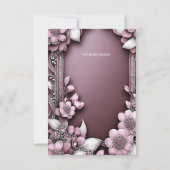 Rosa Blumenrahmen Danke Karte (Rückseite)