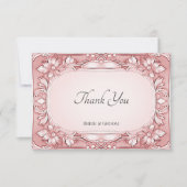 Rosa Blumenrahmen Danke Karte (Vorderseite)