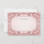 Rosa Blumenrahmen Danke Karte (Rückseite)
