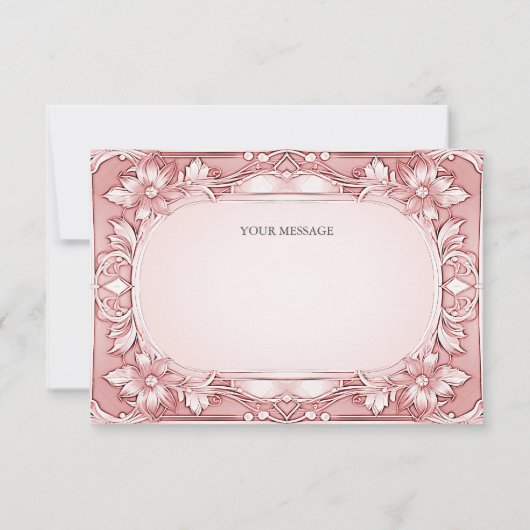 Rosa Blumenrahmen Danke Karte (Rückseite)