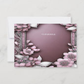 Rosa Blumenrahmen Danke Karte (Rückseite)