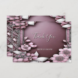 Rosa Blumenrahmen Danke Karte