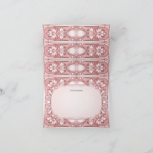 Rosa Blumenrahmen Danke Karte (Innenseite)