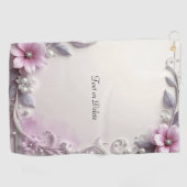 Rosa Blumenrahmen Golfhandtuch (Horizontal)