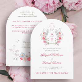 Rosa Blumenrahmen Katholische Hochzeitseinladung Einladung