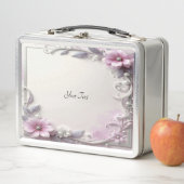 Rosa Blumenrahmen-Lunchbox Metall Brotdose (Beispiel)
