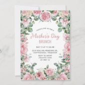 Rosa Blumenrahmen Muttertag Brunch Einladung (Vorderseite)