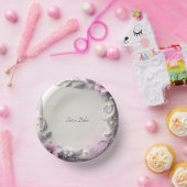 Rosa Blumenrahmen Papier Schalen Pappteller (Party)