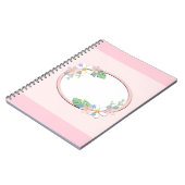 Rosa Blumenrahmen rund Kinder Frühjahr niedliche C Notizblock (Linke Seite)