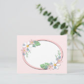 Rosa Blumenrahmen rund Kinder Frühjahr niedliche C Postkarte (Stehend Vorderseite)