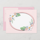 Rosa Blumenrahmen rund Kinder Frühjahr niedliche C Postkarte (Vorne/Hinten)