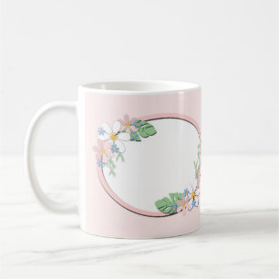 Rosa Blumenrahmen rund Kinder Frühling süß anpassb Kaffeetasse