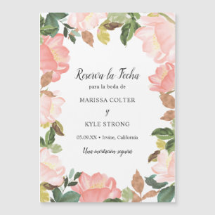 Rosa Blumenrahmen Spanische Hochzeit Sichern Sie d Magneteinladung