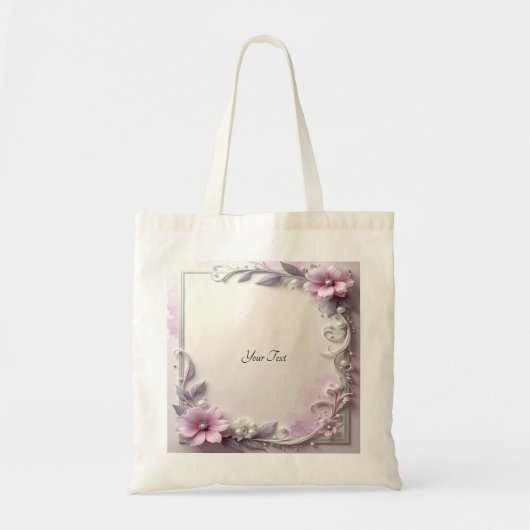 Rosa Blumenrahmen-Tasche Tragetasche (Vorne)