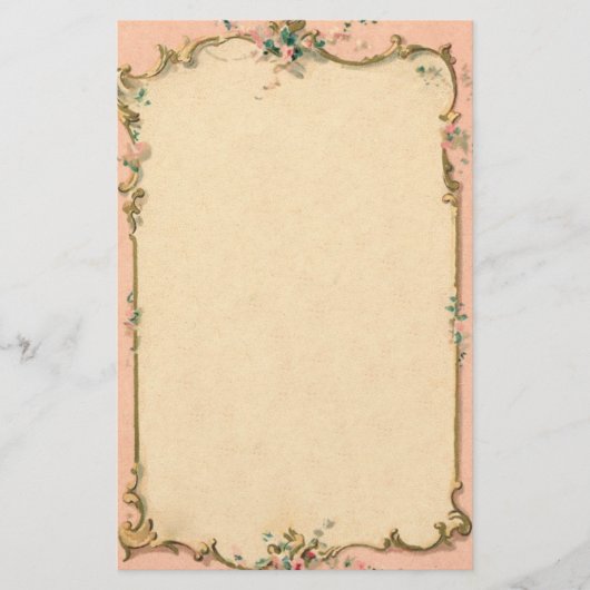 Rosa Blumenrand Briefpapier (Vorderseite)