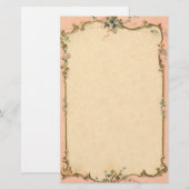 Rosa Blumenrand Briefpapier (Vorne/Hinten)
