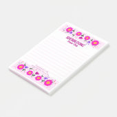 Rosa Blumenrand Florist Post-it Klebezettel (angewinkelt)