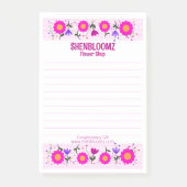 Rosa Blumenrand Florist Post-it Klebezettel (Vorderseite)