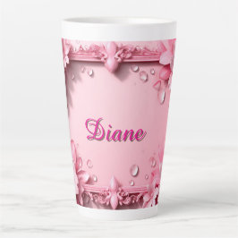Rosa Blumenrand mit individuellem Namen Milchtasse