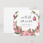Rosa Blumenreath Botanischer Platz Save the Date (Vorne/Hinten)
