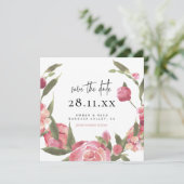 Rosa Blumenreath Botanischer Platz Save the Date (Stehend Vorderseite)