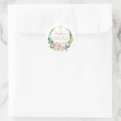 Rosa Blumenreath Erste Heilige Kommune Runder Aufkleber (Tasche)