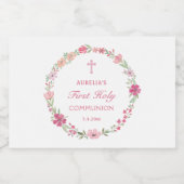 Rosa Blumenreath Erste Kommune Schaumweinetikett (Einzelnes Label)