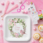 Rosa Blumenreath Happy Oaster Pappteller (Party)