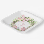 Rosa Blumenreath Happy Oaster Pappteller (Gewinkelt)