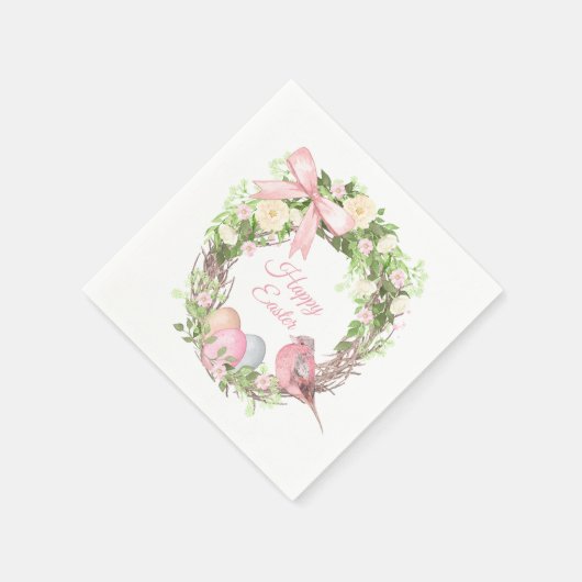 Rosa Blumenreath Happy Oaster Serviette (Ecke)