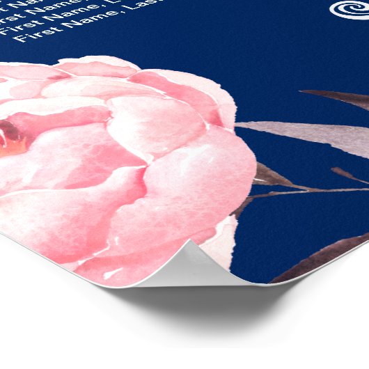 Rosa Blumenreste 6 Tische Hochzeitstabelle Poster (Ecke)