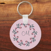 Rosa Blumenreste Wasserfarben Rose Wildblume Schlüsselanhänger (Rückseite)