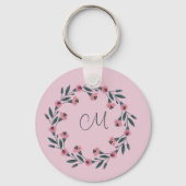 Rosa Blumenreste Wasserfarben Rose Wildblume Schlüsselanhänger (Rückseite)