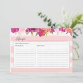 Rosa Blumenrezeptkarte (Stehend Vorderseite)