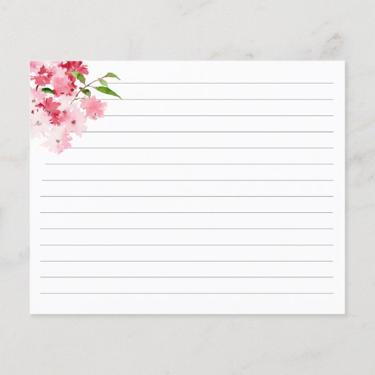 Rosa Blumenrezeptkarte (Rückseite)