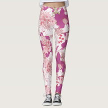 Rosa Blumenrhododendron-Leggings