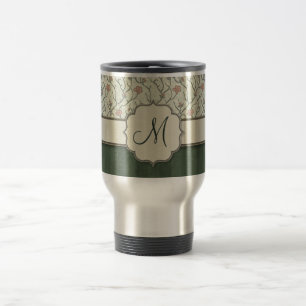 Rosa Blumenrinde, Streifen und Monogramm Reisebecher