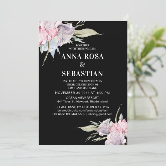 *~* Rosa - Blumenrosa Rose AR15 UAWG Wedding Einladung (Stehend Vorderseite)