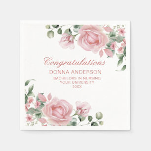 Rosa Blumenrose Abschlussfeier Serviette