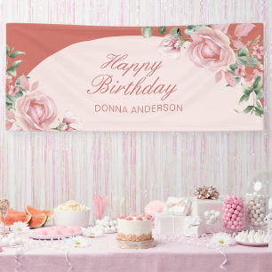 Rosa Blumenrose zum Geburtstag Banner