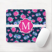 Rosa BlumenRosen-Muster-Gewohnheits-Monogramm Mousepad (Mit Mouse)