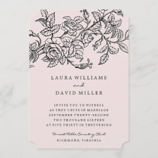 Rosa Blumenrosengarten Hochzeitseinladung Einladung