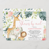 Rosa Blumensafari Dusche mit E-Mail Babydusche Einladung (Vorne/Hinten)