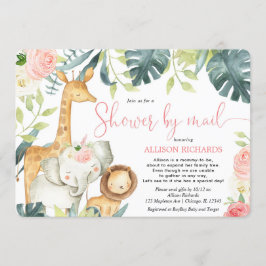 Rosa Blumensafari Dusche mit E-Mail Babydusche Einladung