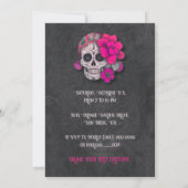 Rosa Blumenschädel Tag des Toten Halloween Einladung (Rückseite)