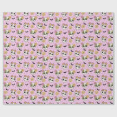 Rosa Blumenschädel und Fledermäuse Halloween Geschenkpapier (Flach)