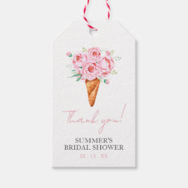 Rosa Blumenschalen wurden ins Brautparty geschleud Geschenkanhänger