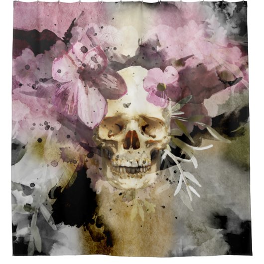 Rosa Blumenschäume Abstrakte Kunst Duschvorhang (Vorderseite)