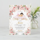 Rosa Blumenschläfer Kinderdusche Einladung (Stehend Vorderseite)